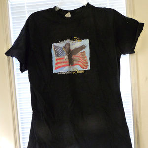 American flag eagle T shirt L 100% cotton black